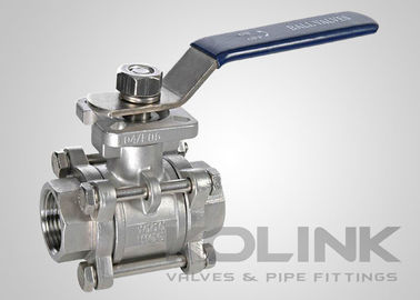 3 phần van bóng thép không gỉ ISO5211 Thiết bị khóa Pad NPT BSPT SW cuối