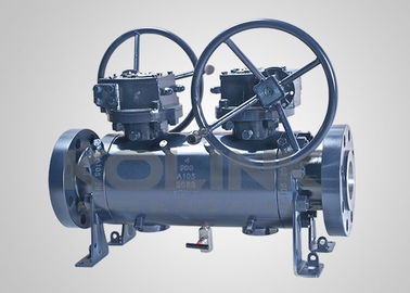 API 6D DBB Ball Valve Double Block & Bleed Flanged Trunnion được gắn