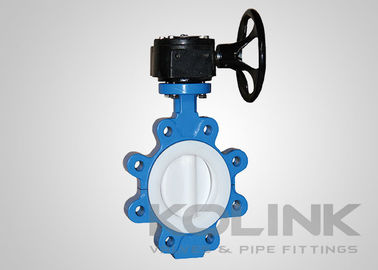 2pc PTFE ngồi van bướm tập trung, Wafer Lugged Flanged Duxtile Iron