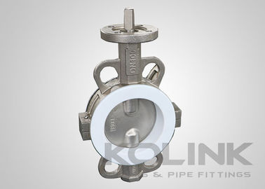2pc PTFE ngồi van bướm tập trung, Wafer Lugged Flanged Duxtile Iron