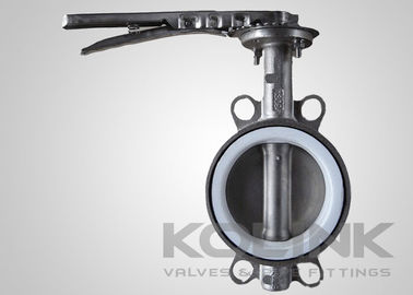 2pc PTFE ngồi van bướm tập trung, Wafer Lugged Flanged Duxtile Iron